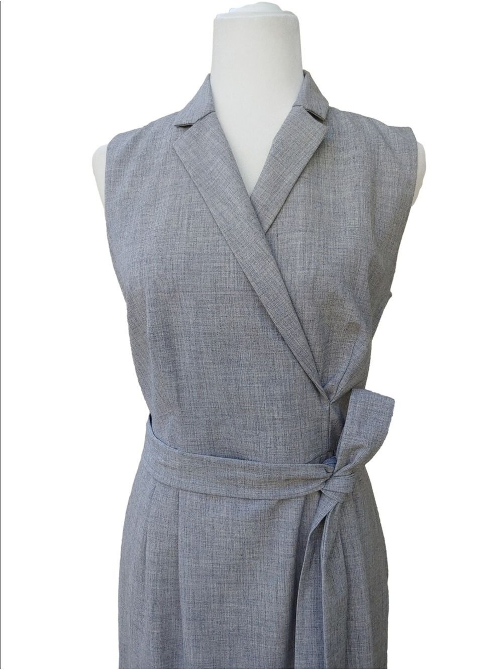 Ann Taylor NEW Gray Tie-Waist Sleeveless Blazer Dress Women's 8 NWT - Picture 3 of 16